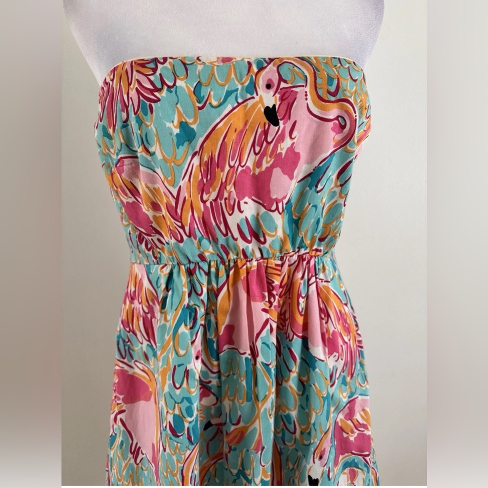 Lilly Pulitzer Wyatt Peel And Eat Dress Flamingo Print Size 6 - Picture 2 of 8